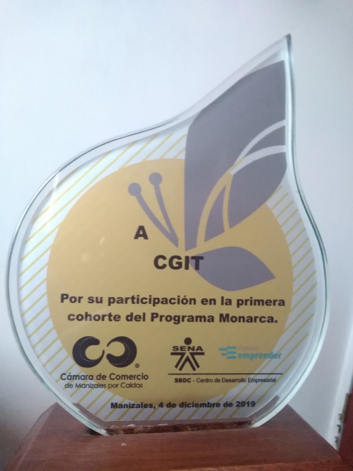 Reconocimiento del Programa Monarca a CGIT por participar en la primera cohorte del programa.